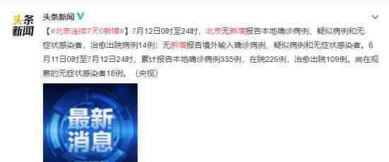 北京连续7天0新增 目前北京市确诊患者情况如何