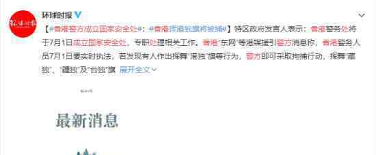 香港警方成立国家安全处 具体什么情况
