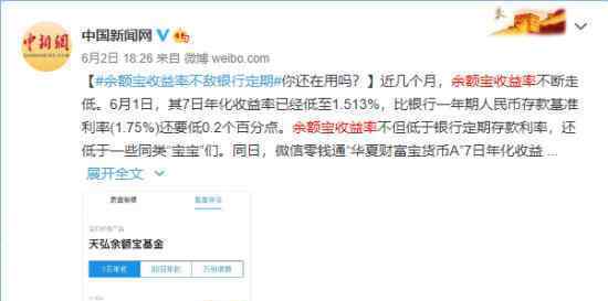 余额宝收益率低于1年期定存 收益率不断下降的原因是什么