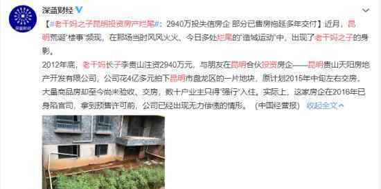 老干妈之子昆明投资房产烂尾上热搜 到底真相如何