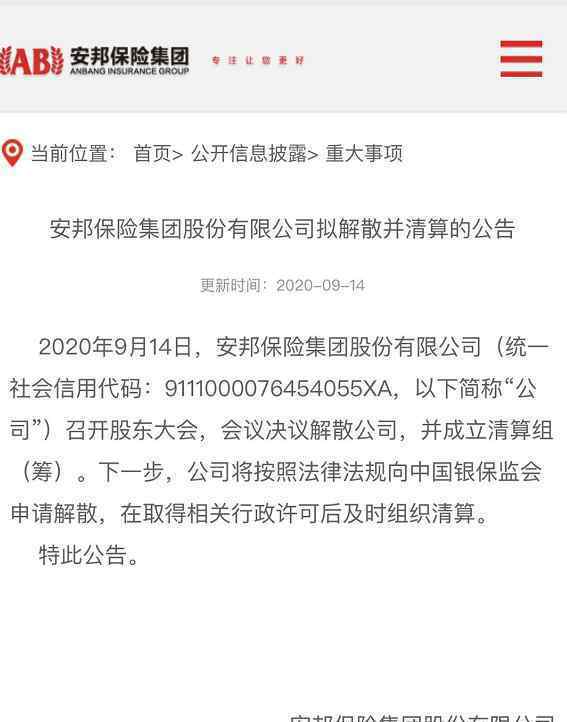 安邦保险集团将申请解散并清算 到底发生了什么