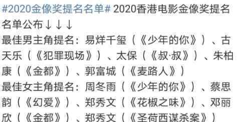 金像奖提名名单 金像奖有哪些获得提名