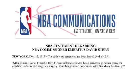 斯特恩突发脑溢血  NBA前总裁情况怎么样了个人资料介绍