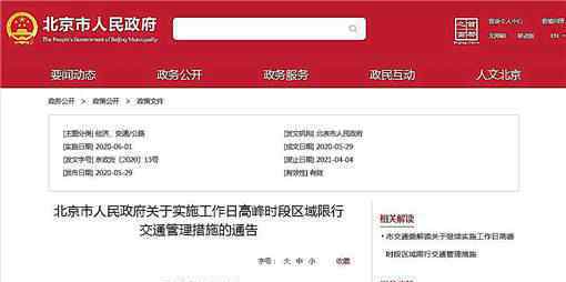 6月起北京恢复机动车尾号限行 具体内容是什么