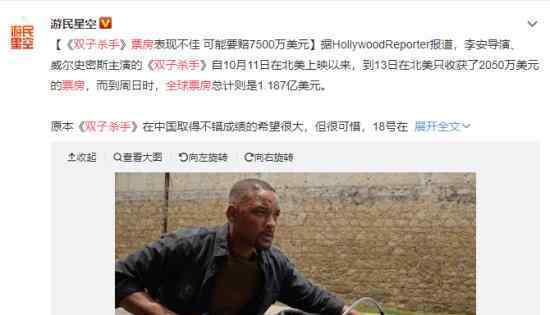 双子杀手全球票房是多少?双子杀手票房扑街?亏损多少?