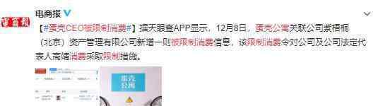 蛋壳公寓CEO被限制消费 这是什么情况