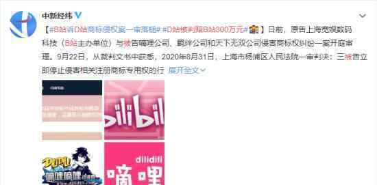 D站被判赔B站300万元 具体什么情况