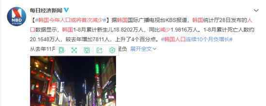 韩国今年人口或将首次减少 具体数据如何
