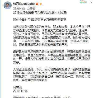 警方拘捕袭击何君尧涉案者 他长什么样子