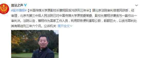 中传原副校长蔡翔获刑三年半 具体什么情况