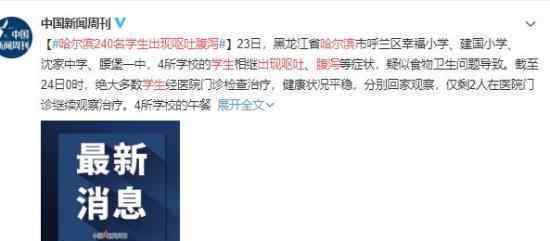 哈尔滨240名学生出现呕吐腹泻 具体什么原因