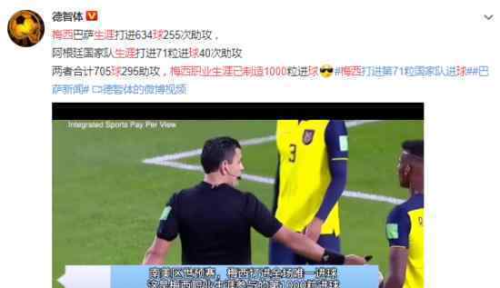 梅西职业生涯已制造1000球 球王无敌了