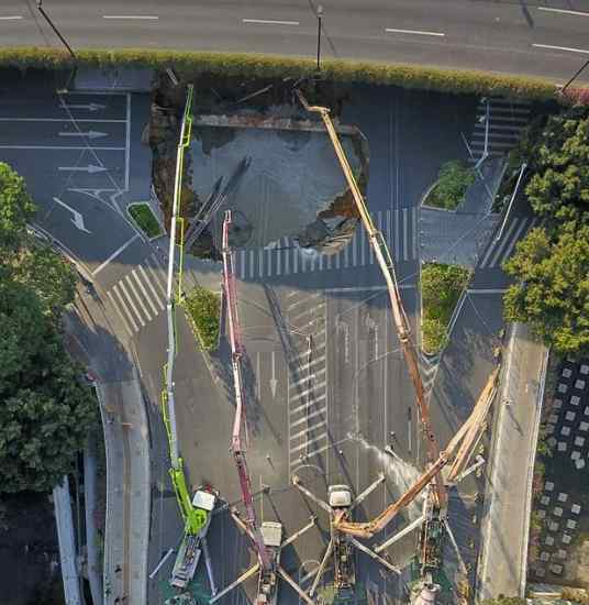 广州地陷3人被困 1100多人投入救援