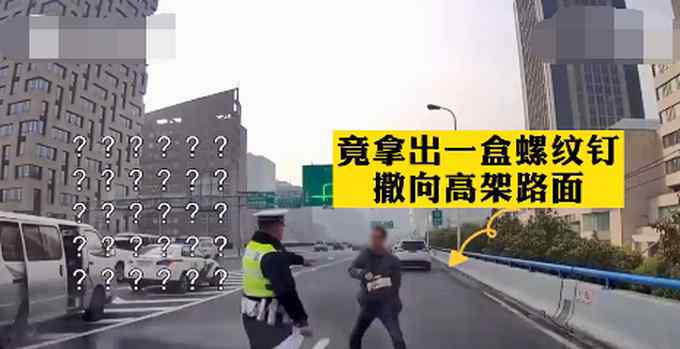 刑拘！上海一男子在民警眼前往高架上撒钉子 网友：迷惑行为