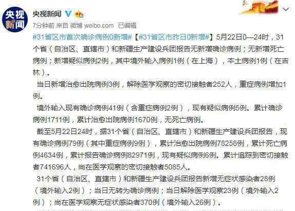 31省区市首次确诊病例0新增 到底什么情况呢？