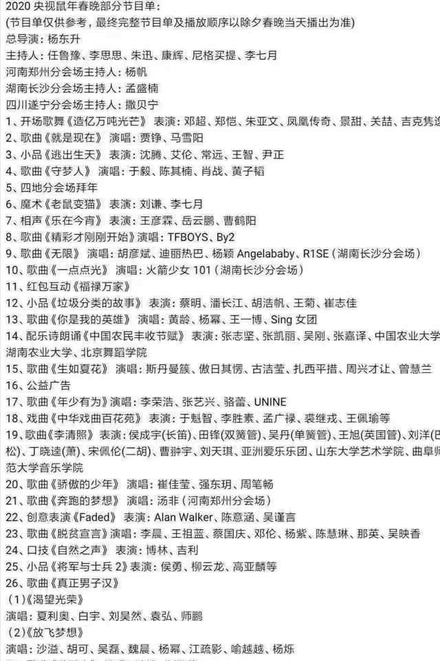网曝春晚节目单 你最期待谁的出现？