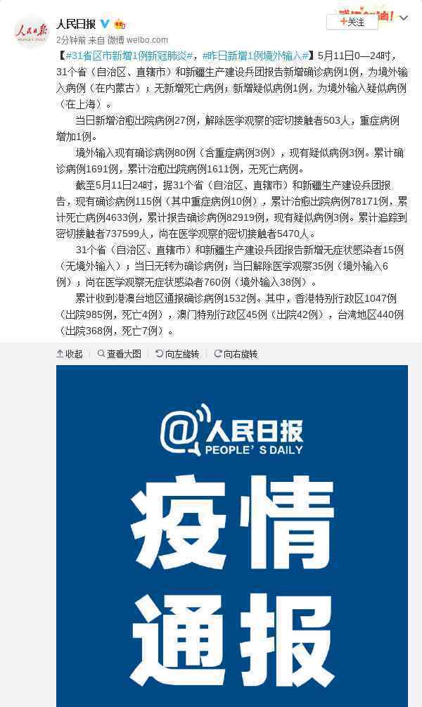 31省区市新增1例新冠肺炎 到底是什么状况？