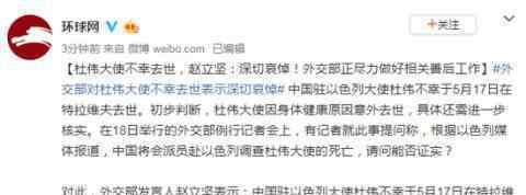中方回应驻以大使去世 具体是啥情况?