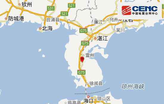 广东湛江发生3.1级地震 震源深度15千米