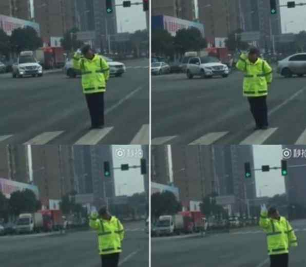 交警自创读秒手势 为过往司机和行人倒数“读秒”