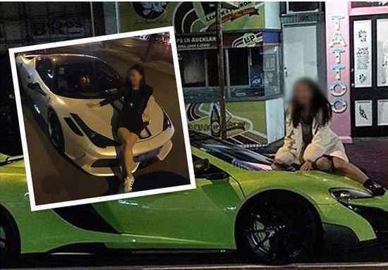 女子穿高跟鞋爬豪车拍照 车主怒吼“滚下来”！