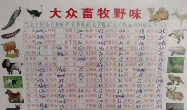 野味武汉菜单 武汉华南海鲜市场内“野味”店铺菜单热传，曾被列入经营异常名录