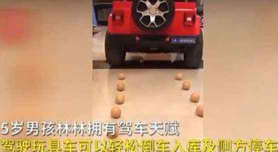 5岁萌娃开玩具车完美倒车入库 网友：科目二都没过的我情何以堪