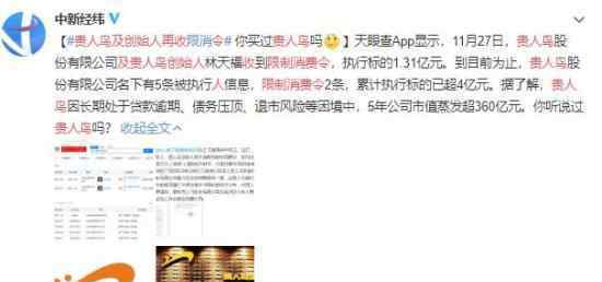 贵人鸟及创始人再收限制消费令上热搜，怎么情况