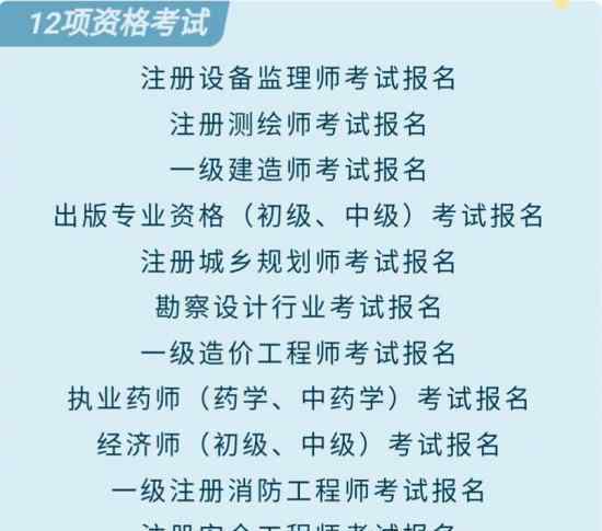 12项资格考试报名可无证明办理 具体是哪12项
