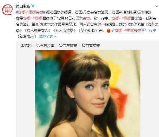 法国新浪潮女神安娜卡里娜去世了安娜卡里娜个人资料介绍