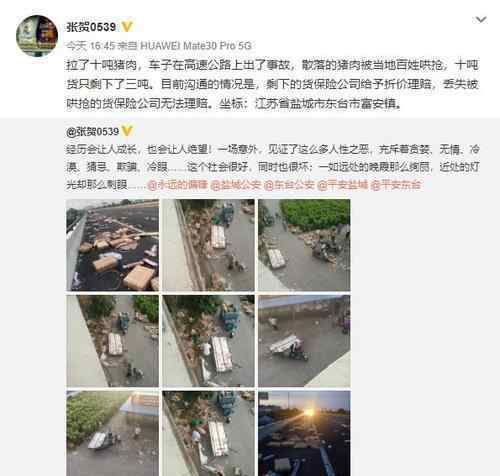 货主回应遇车祸7吨猪肉遭哄抢 究竟发生了什么