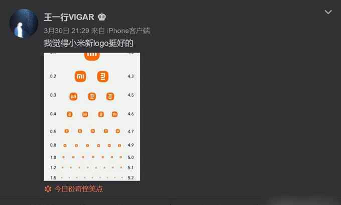 新logo被网友做成视力表！小米喊话 有评论亮了