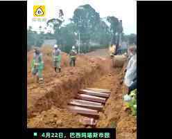 巴西用挖掘机挖大型墓地掩埋 具体怎么情况