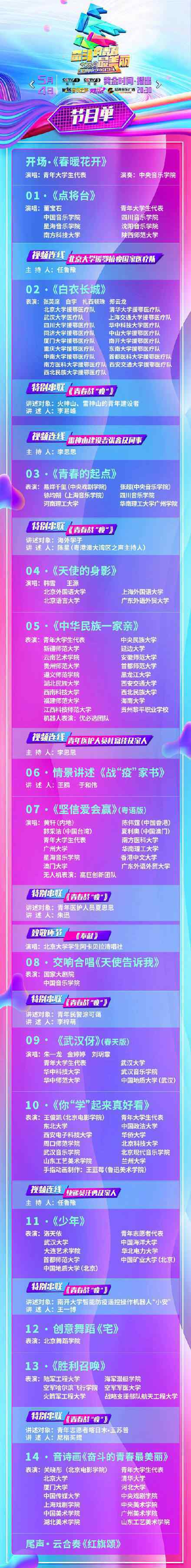 直播:央视五四晚会 几点开始