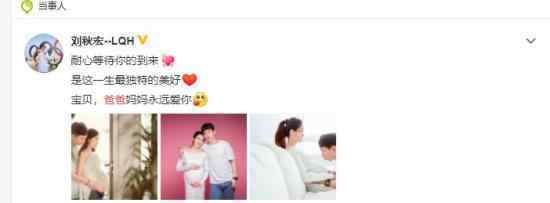 韩天宇升级当爸 刘秋宏晒孕肚照期待宝宝到来