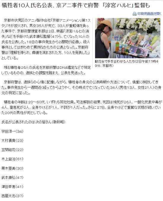 警方公布京阿尼火灾遇难者身份 竟有这么多大作人员?