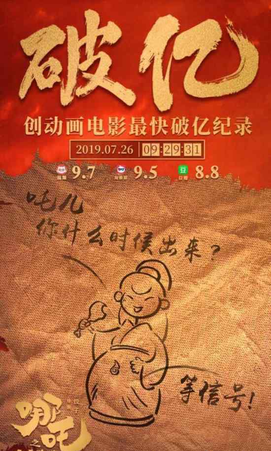 《哪吒》首映票房仅1小时就破亿创下新纪录