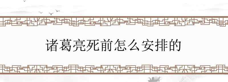 诸葛亮死前怎么安排的