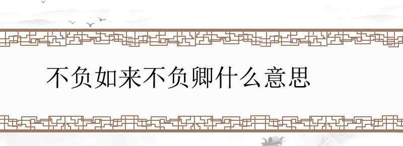 不负如来不负卿什么意思