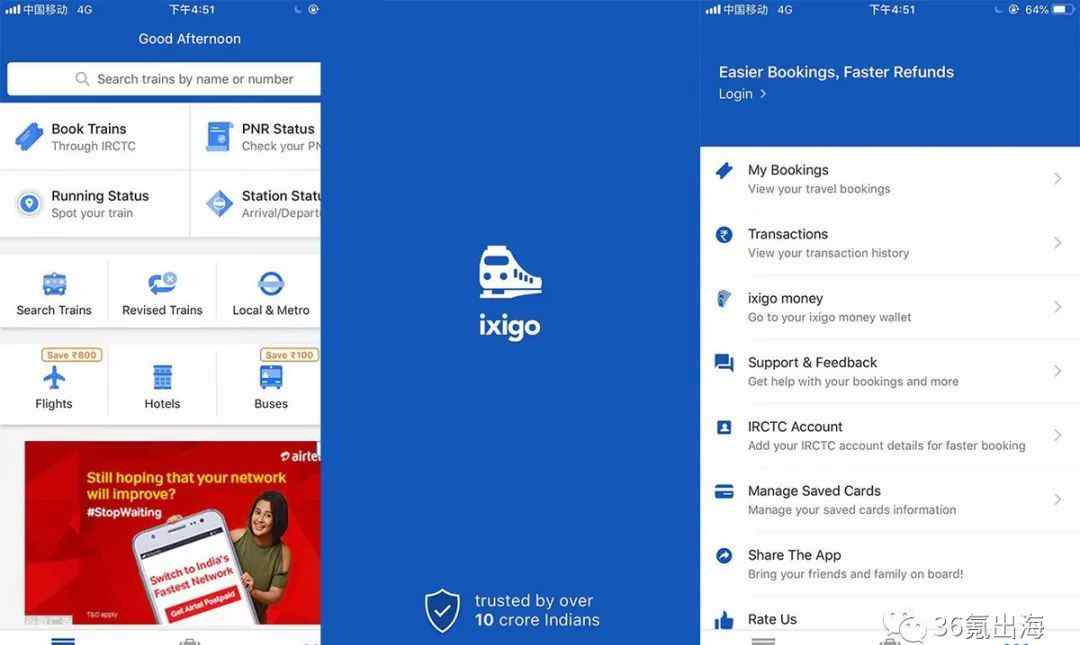 去哪儿网火车票预订 印度版去哪儿网ixigo 用旅行内容和火车票预订服务占领用户心智