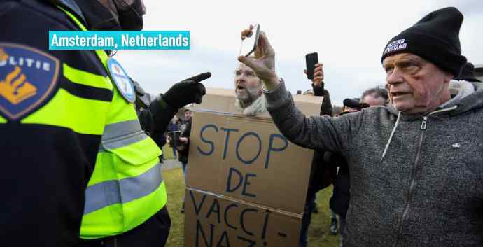 荷兰爆发大规模反封锁抗议