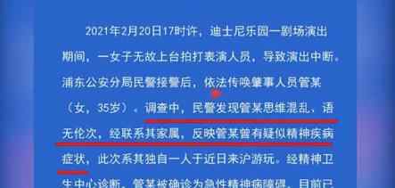 警方通报上海迪士尼游客殴打演员 后续最新进展