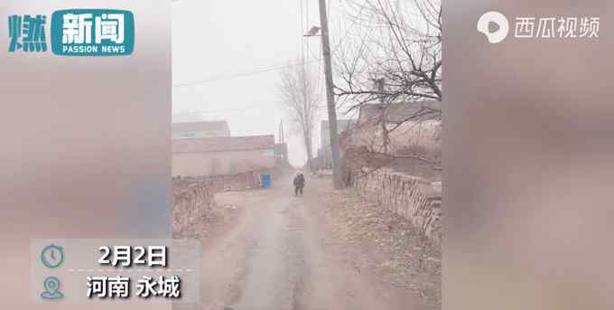 近日，河南一对夫妻驾车750公里，从浙江赶回老家过年，刚到村口就看到有个人影，仔细一看发现是2