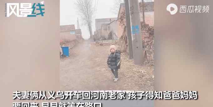 近日，河南一对夫妻驾车750公里，从浙江赶回老家过年，刚到村口就看到有个人影，仔细一看发现是2