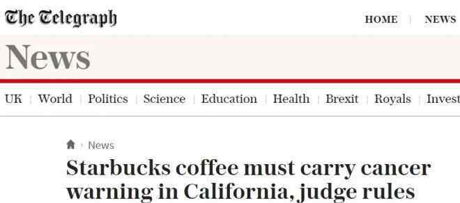 咖啡致癌吗 星巴克最大“丑闻”曝光 你喝进嘴里的咖啡可能致癌！