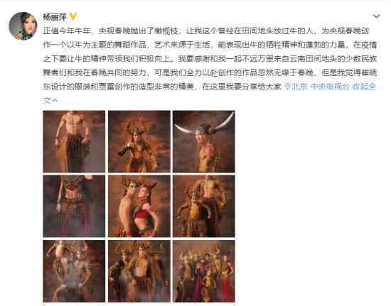 杨丽萍无缘春晚 本人发文透露遗憾 杨丽萍老师说了什么