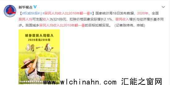 去年居民人均收入比2010年翻一番 通报内容是什么