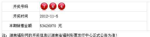 2012年11月5日 2012年11月5日福彩开奖公告