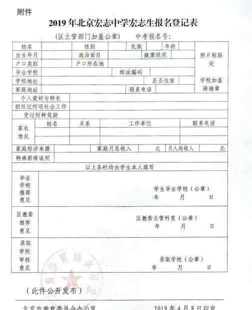 广渠门宏志班 宏志班丨北京市教委：2019年北京市宏志班招生工作安排