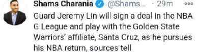林书豪将与NBA发展联盟签约 真相原来是这样！
